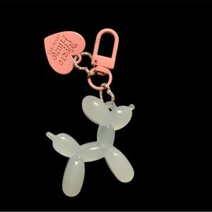 Balloon Dog KeychainBag Charm with Pink Clip. NEW